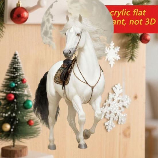 2D Horse Hanging Ornament Acrylic Flat Horse Decoration Christmas Tree Ornament for Horse Lovers Equestrian Gifts Holiday Decor