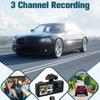 New 1080P HD Night Vision Car Driving Recorder 3-Channel Camera Video Recorder DVR Black Box Dual Lens with Rearview Camera HD Reversing Image