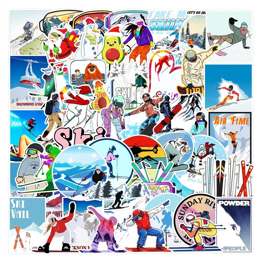 50Pcs Waterproof Skiing Stickers PVC Decals for Phone Laptop Skateboard Decoration