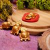 Chinese Culture Collectible Golden Turtle Feng Shui Ornament with Faux Leather Sleeve, Handmade Prosperity Wealth Talisman for Luck And Prosperity,