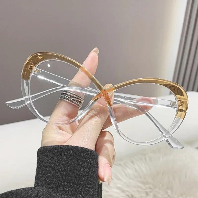 Fashion Oversized Frame Ladies Hyperopia Glasses Vintage Round Finished Reading Plus Eyeglasses Prescription Presbyopia Diopter