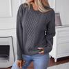 Women's Casual Fashion Round Neck Long Sleeved Knitting Sweater Top