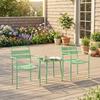 Garden Bistro Set, 3-Piece, Tempered Glass Coffee Table, 2 Slatted Chairs, Green