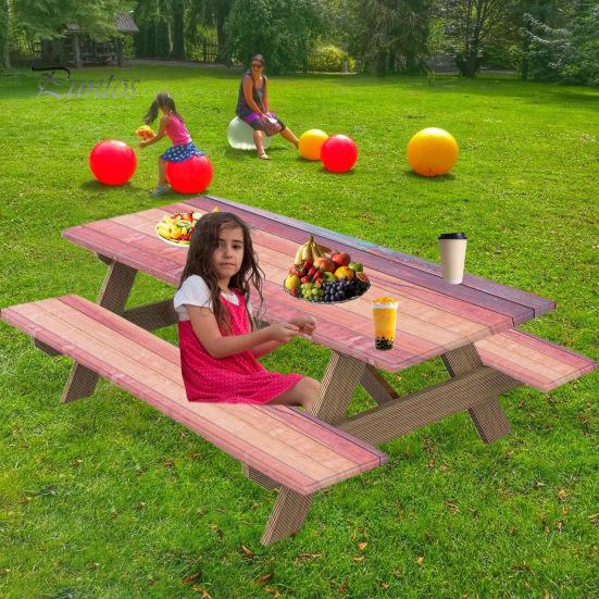 3 шт./комплект чехлов для уличных столов и стульев с принтом, водонепроницаемые, с противоскользящей эластичной лентой, для кемпинга, грязеотталкивающие, защитные чехлы для столов и скамеек для пикника