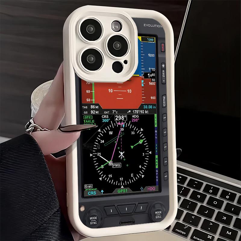 Phone Case for iPhone 17 Air 16E 15 16 Pro Max Aircraft Instrument Cockpit Radar Cover 14 Plus 13 12 Mini Soft Shell Silicone Fu