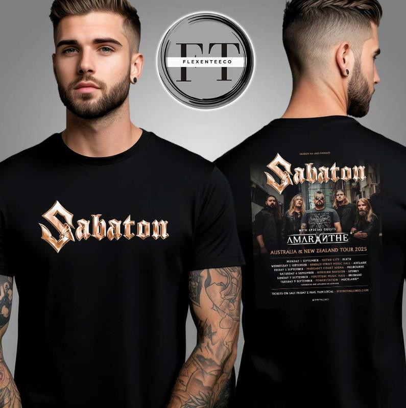 Sabaton Австралия Новая Зеландия Тур Сентябрь 2025 Расписание Футболка Унисекс Футболка
