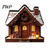 Wooden Christmas Tabletop Decorations Light Up House Table Ornament, LED Lighted Decorative for Festivals Book Nook Village Decoration Holiday