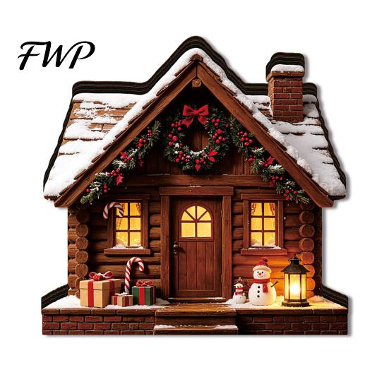 Wooden Christmas Tabletop Decorations Light Up House Table Ornament, LED Lighted Decorative for Festivals Book Nook Village Decoration Holiday