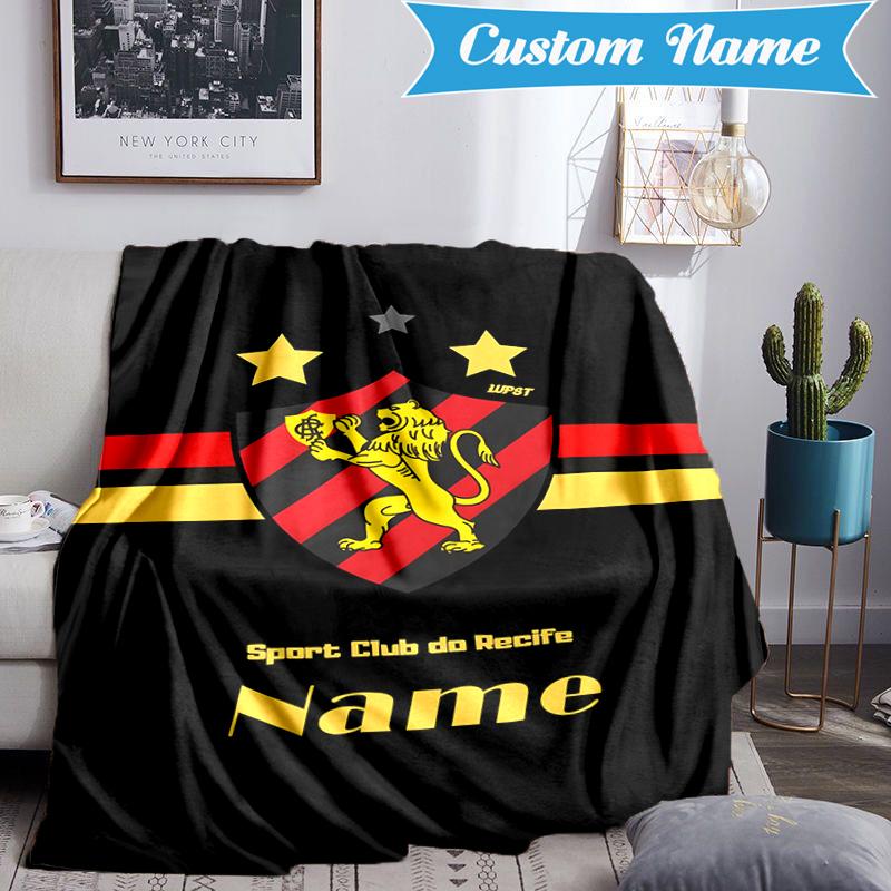 Custom Name Recife Lion Crest Flag Blanket Lightweight Ideal Bedding Blanket Perfect for Travel, Camping, Living Rooms, Sofas, Christmas gift
