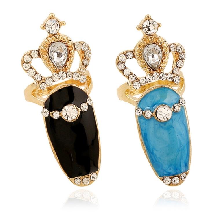 Набор из 4 изящных панк-колец-когтей, украшенных стразами, готические аксессуары для ногтей, косплей-украшения для косплея