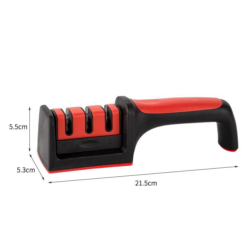 Kitchen 3/4-segmented Sharpener for Knives, Household Multifunctional Manual Three-targeted Black Grinding Stone