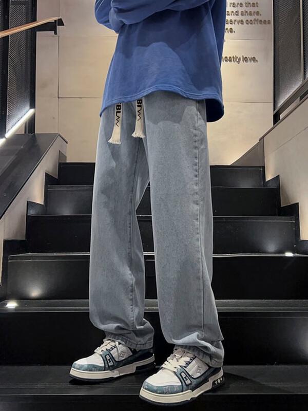 Dingfengbaoluo Men's Vintage Straight Wide-Leg Casual Pants