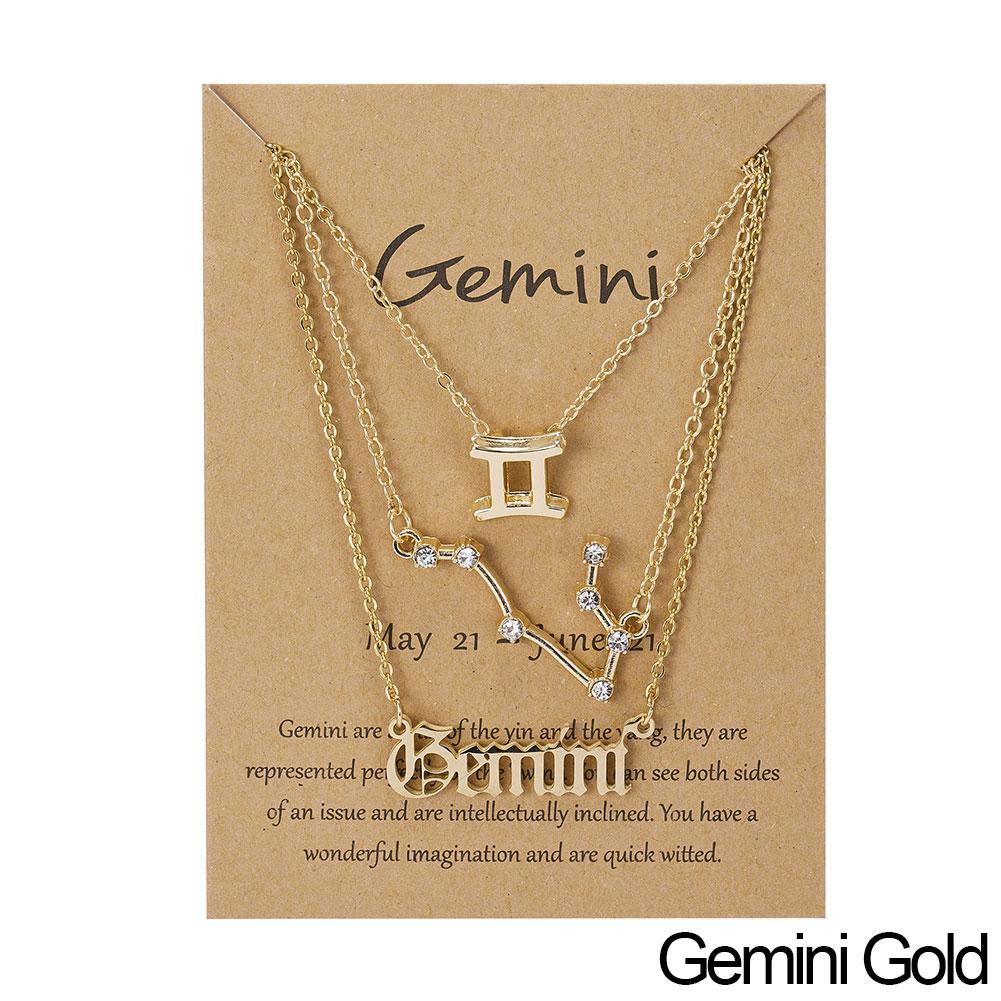 Fashion 12 Constellation Zodiac Star Sign Pendant Clear Zircon Women Necklaces Pisces Aries Taurus Horoscope Amulet Jewelry