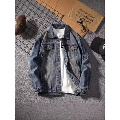 2024 Новая американская повседневная синяя джинсовая куртка мужская уличная модная брендовая ретро свободная куртка большого размера рабочая одежда топ