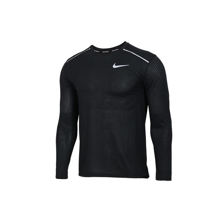 Nike Rise 365 Breathable Mesh Long-Sleeve Running Top Men Tops Black AQ9924-010