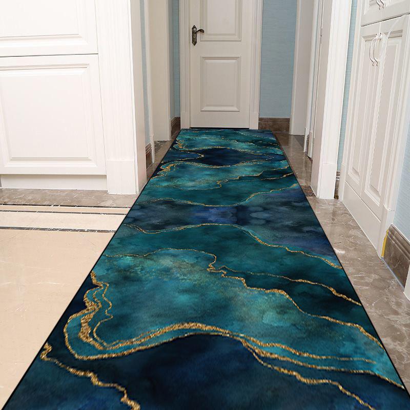 Однотонный ковер для коридора Нескользящий Зеленый Коридорные ковры Роскошный стиль Домашний декор Ковровая дорожка для холла Коврик для прихожей Настраиваемый