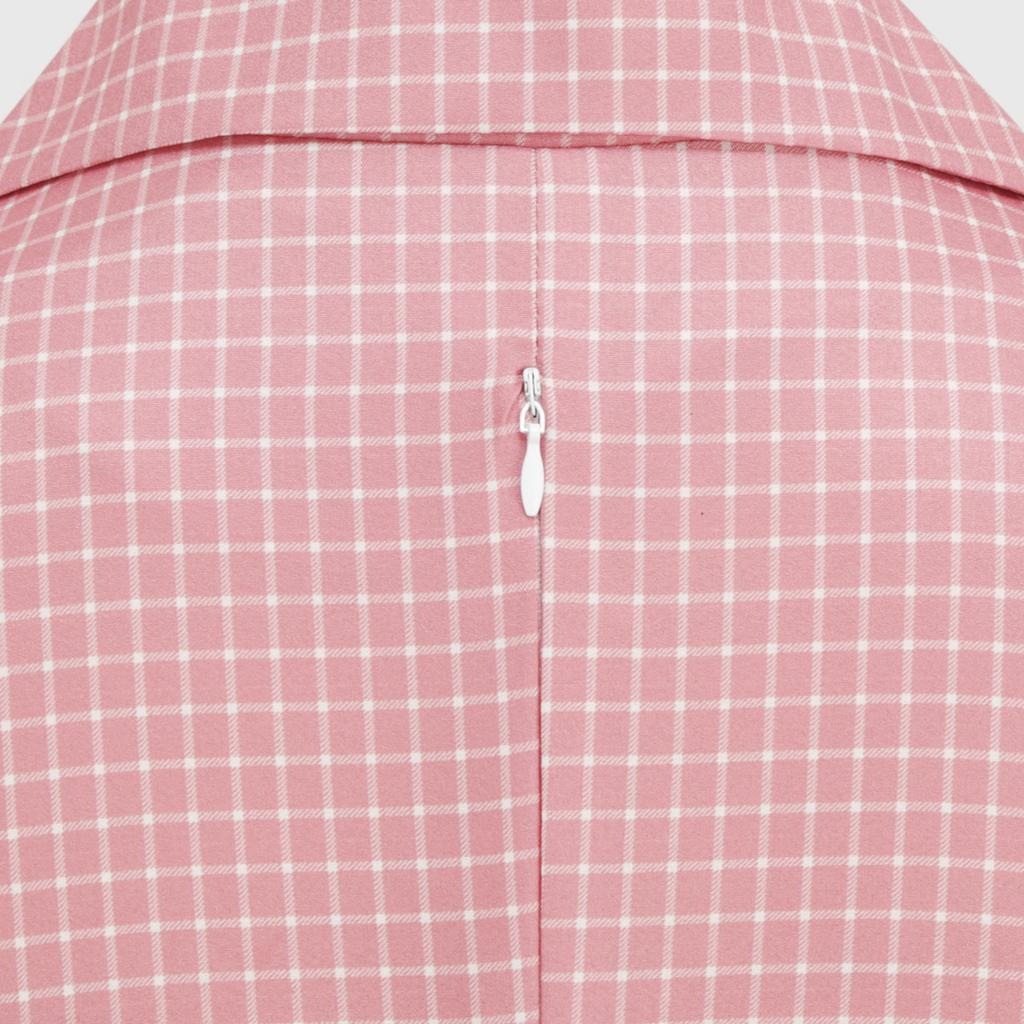 GMXIA Temperament Women's Color Contrast Suit Collar Cardigan Checkered Belt Slimming Big Swing Mid-length Vintage Dress