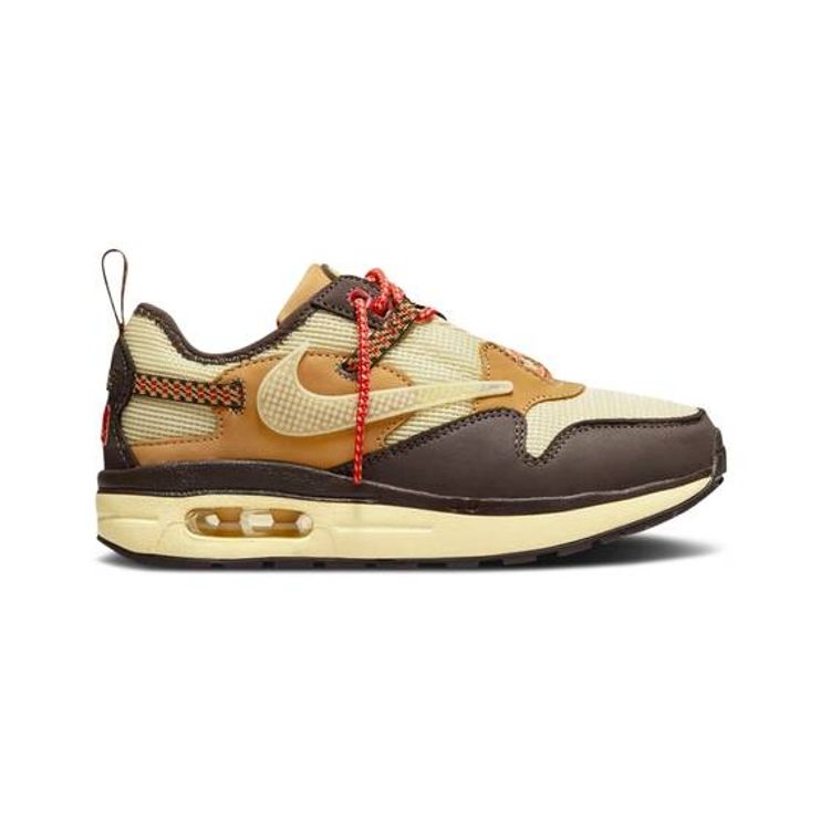 Кроссовки Travis Scott x Nike Air Max 1 PS Baroque Brown для детей Лимонно-желтый Пшеничный Чили-Красный DN4169-200