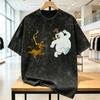 Snowman Frostys Washed T Shirt Male Chasing Y2K Basic Cotton T-Shirts Beach Crew Neck Leisure Tees Pattern Oversize Clothes
