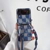 Применимо для Samsung Z Flip3 косой джинсовый складной чехол для мобильного телефона P50Pocket ремешок противоударный zflip4 кожаный чехол