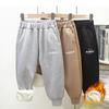 Teenager Pants for 2-11 Years Old Solid Boys Girls Casual Thicken Sport Pants Winter Children Plus Velvet Trousers