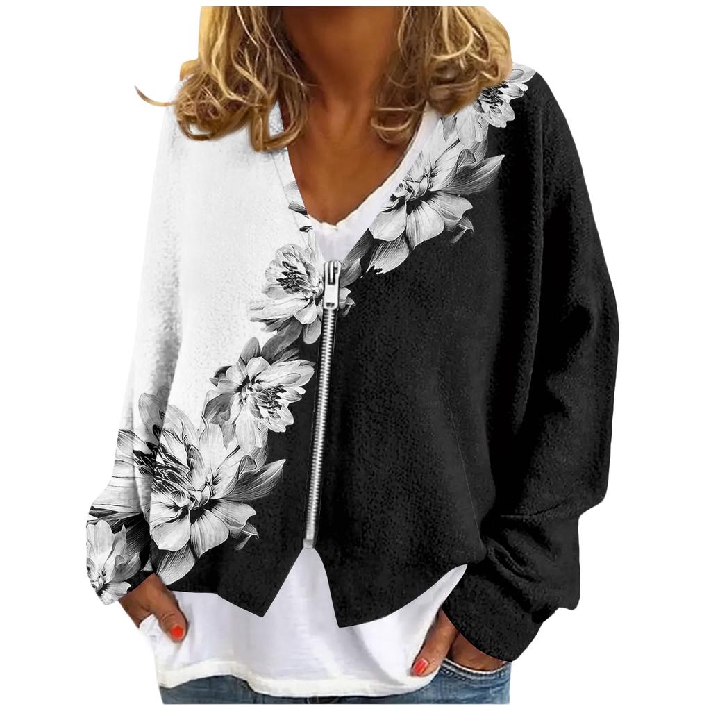 Womens Zip Up Sweaters Sweatshirts Long Sleeve Oversized Jackets Soft Casual Loose Tunic Tops