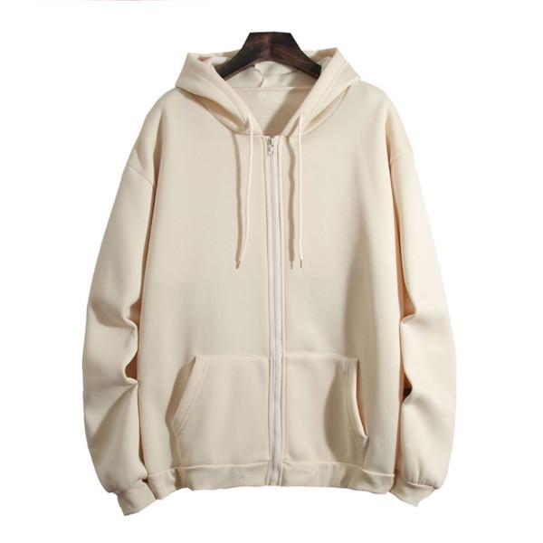Unisex Plus Size Fleece Lined Zipper Hoodie Jacket