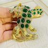 Women's Novelty Inlaid Imitation Glaze Rhinestone Lion Brooch Banquet Party Dress Suit Coat Decoration Pin
