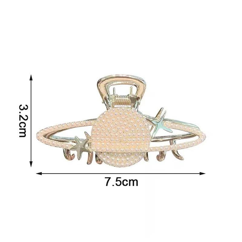 Заколка для волос Элегантный жемчуг Планета Зажим для волос для женщин девушек Универсальный зажим-акула Изысканные аксессуары для волос Подарок