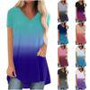 Модная женская летняя повседневная пляжная свободная футболка с v-образным вырезом и коротким рукавом с принтом, топы