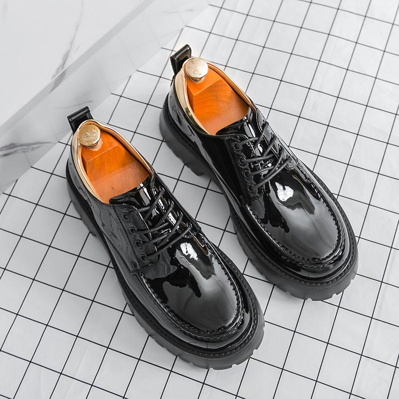 British Style Mens Leather Oxford Shoes Luxury Formal Business Wedding Dress Shoes Thick Bottom Anti-Slip Wearable Casual Shoes