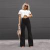 2023 Fashion Spring Womens Cargo Pants Casual Streetwear Trousers Autumn Solid Medium Waist Slim Fit Corduroy Flare Pants 25662