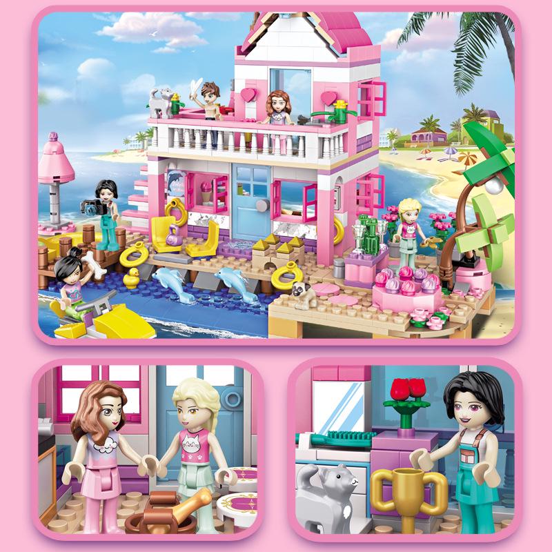 Tide Baby Совместимый с Lego Конструктор Пляжная вилла для девочек Пазл Игрушка