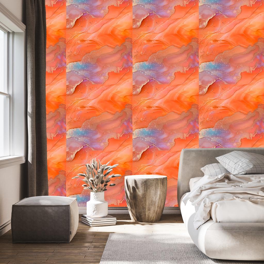 Peach, coral and red ink wallpaper 50x1000