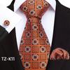 Floral Striped Paisley Literary Style Men'S Tie Pocket Towel Cuffs Three Pieces