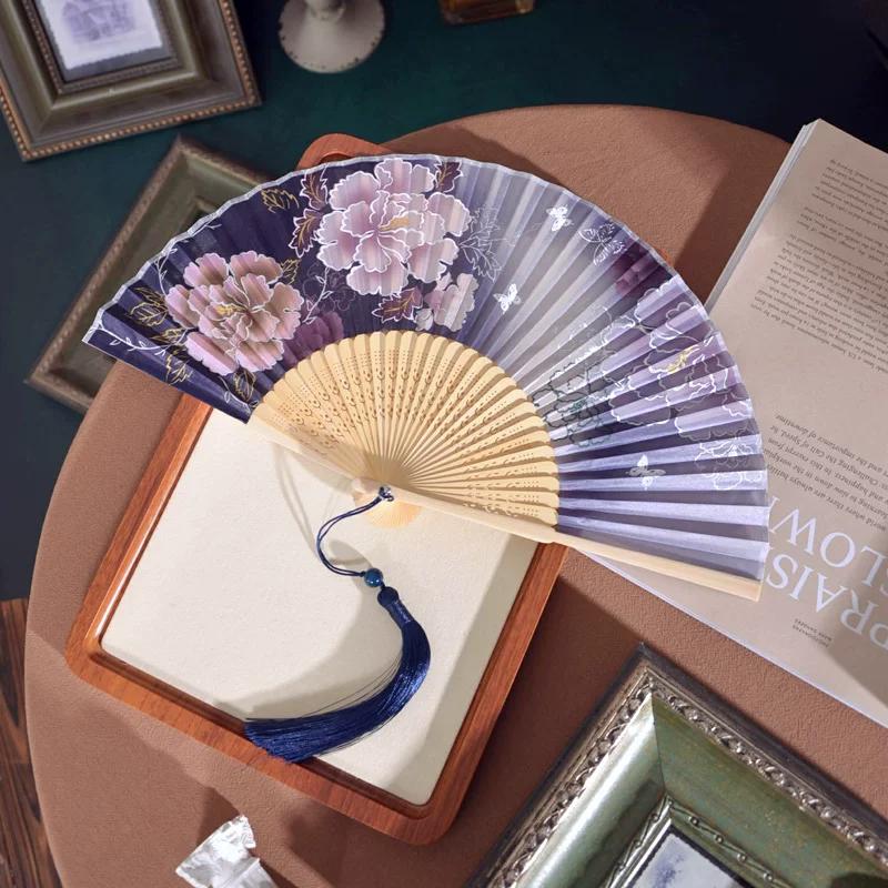 Chinese Style Chinese Ancient Style Japanese Cherry Blossom Cheongsam Folding Fan