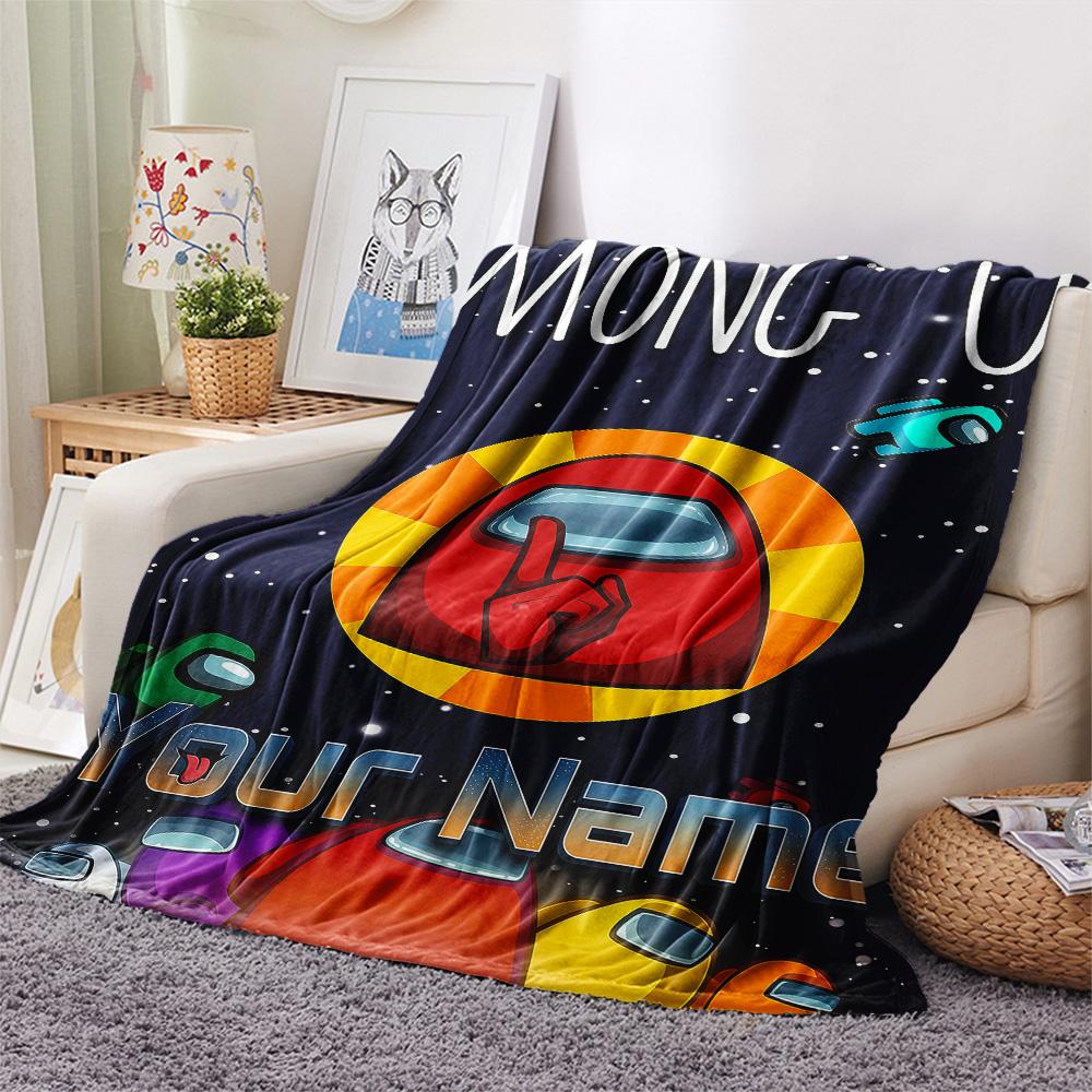 1PC Custom Name Among Us Patterned Flannel Blanket Suitable For All Seasons for Home Decor Warmth and Comfort Gifts Holiday Present -HE91