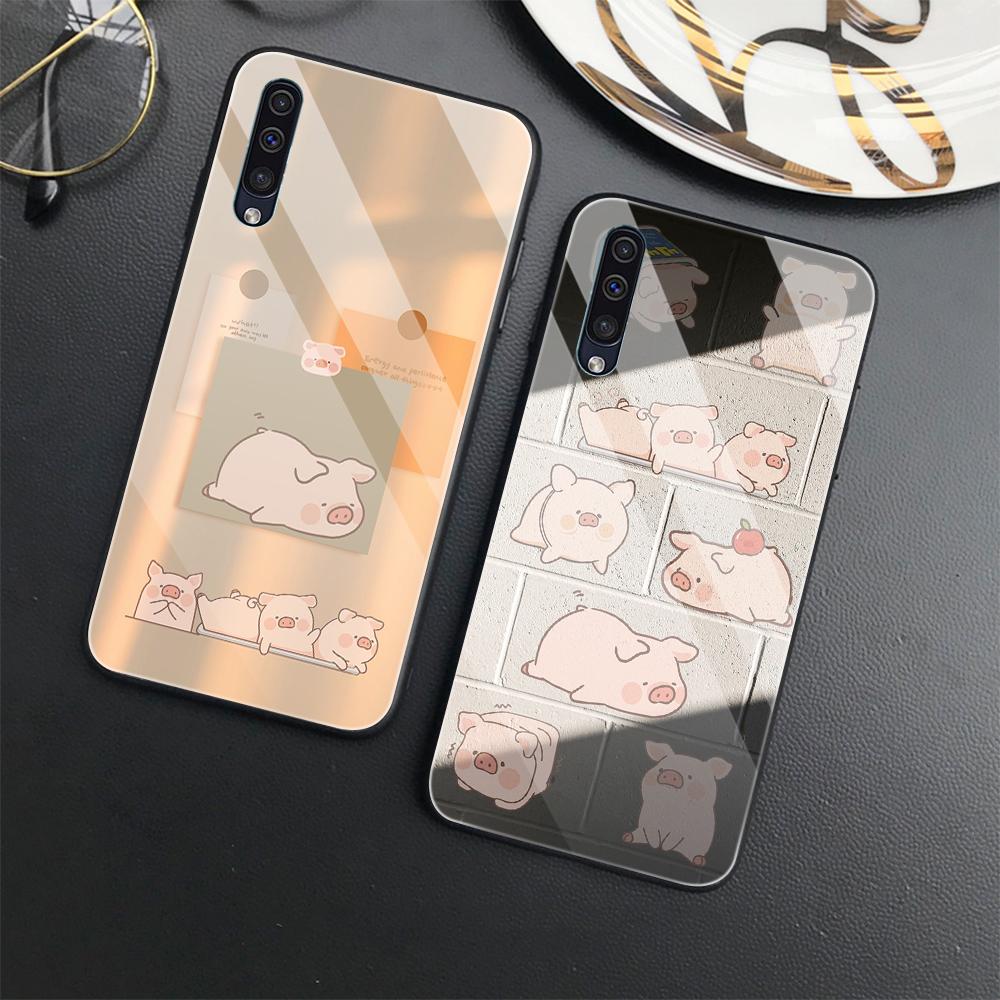 Чехол с изображением милого поросенка для Samsung Galaxy A52 A71 A72 A70 A73 A53 A13 5g A03 A22 A21s A03 Core A42, крышка из закаленного стекла