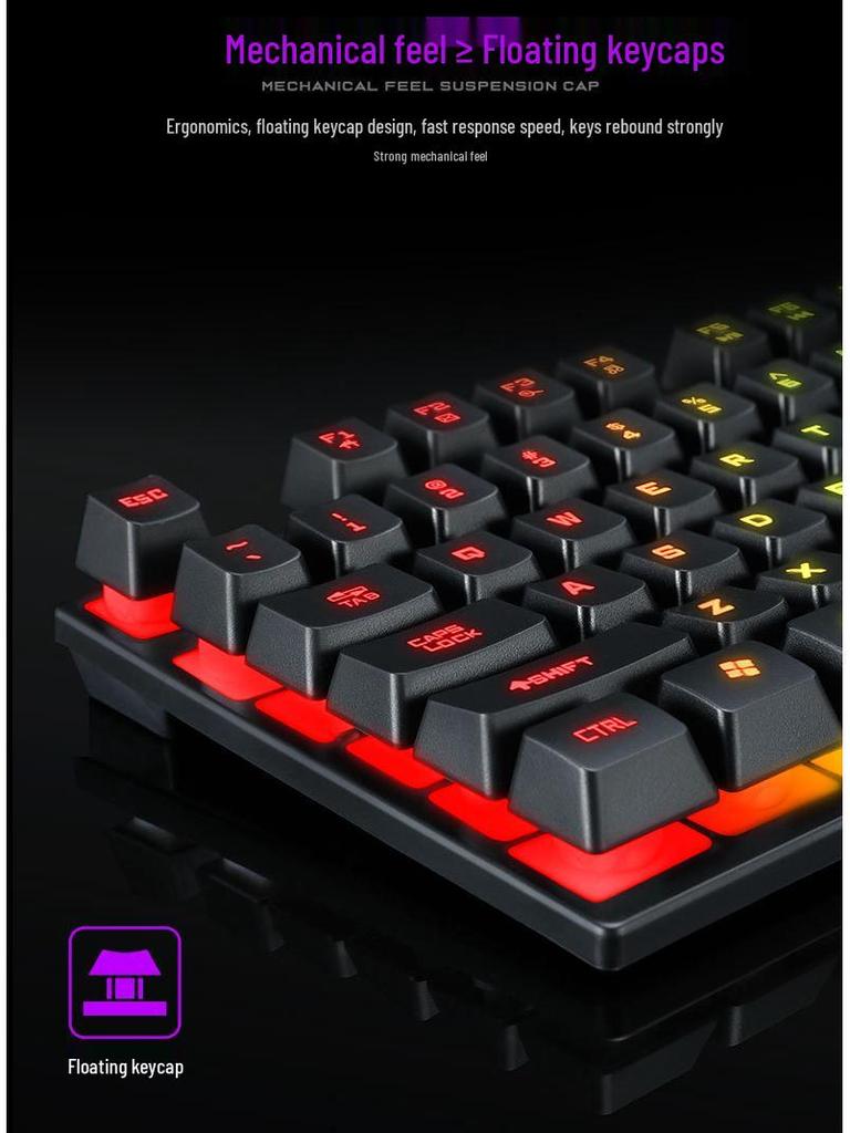 Светящаяся проводная игровая клавиатура T-WOLF T20 - Бесшумная с подсветкой для ПК и ноутбука
