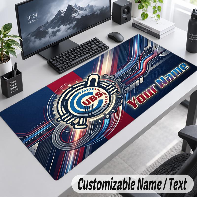 Custom Name Text Mouse Pad Chicago Cubs Personalized Desk Pad For Work And Gaming