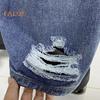 Women Jeans with Pockets High Waist Ripped Solid Color Full Length Pants Straight Wide Leg Trousers for Daily Commuting