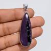 Natural Charoite Silver Gemstone Pendant Pear Shape Ethnic Style Handmade Jewelry 925 Silver Plated Pendant 2" WSJ-4986