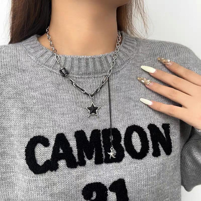 Готический панк черный цвет звезда кулон кисточка ожерелье подходит для мужчин и женщин хип-хоп креативные ежедневные ювелирные изделия подарки