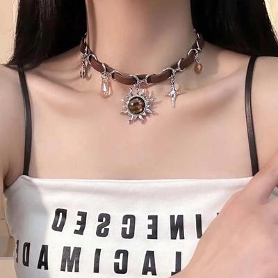 GemChic женское ретро персонализированное кожаное ожерелье со звездой, луной, солнцем, ключицей, милая, крутая, красотка, подарок на день рождения, Рождество