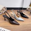 Остроносые туфли на высоком каблуке-шпильке с ремешком из одного слова 2025 новая летняя модель большого размера 4142 французская сумка с головой сандалии пустые туфли
