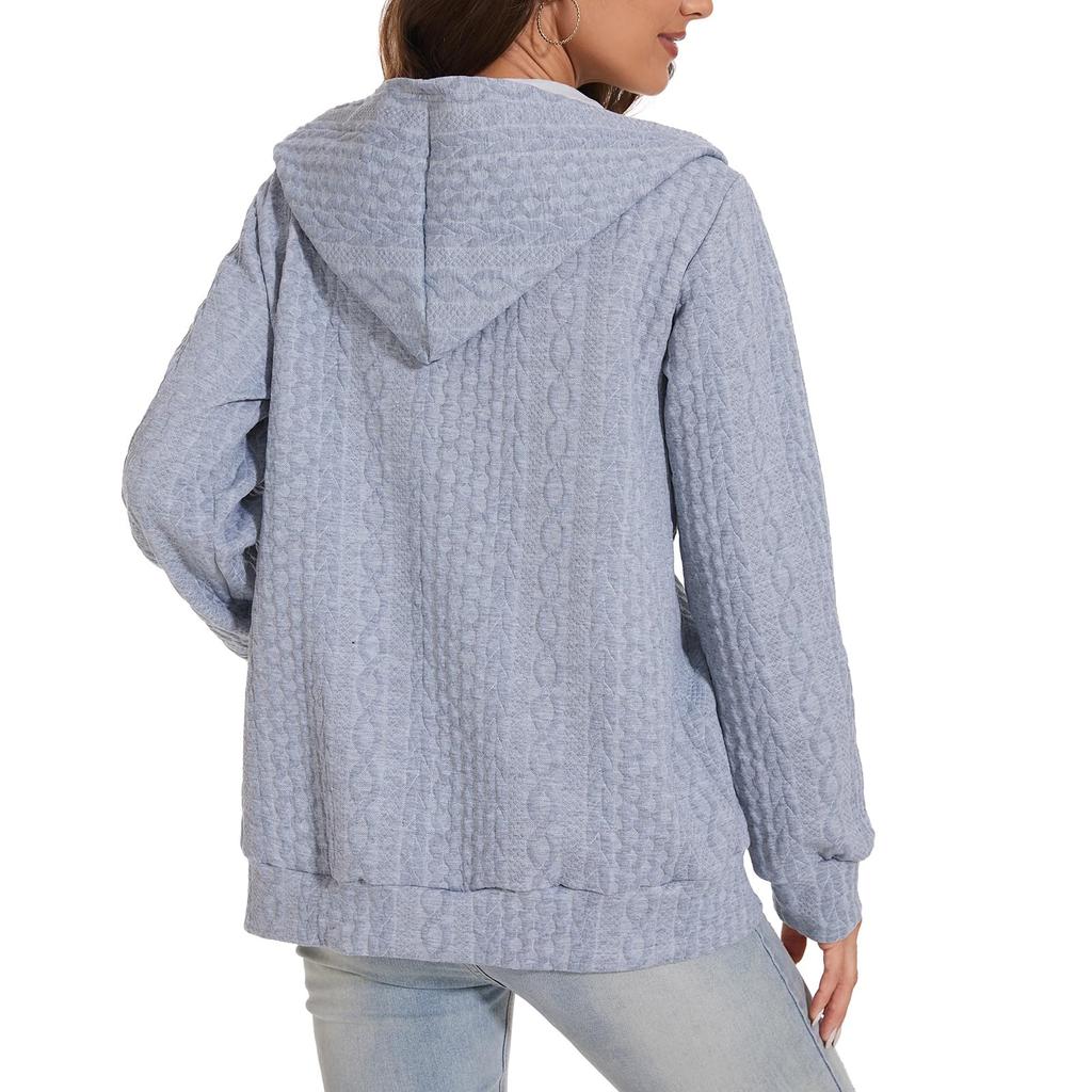 Women's Full Zip Up Hoodie Long Sleeve Hooded Sweatshirts Pockets Jacket Coat For Women