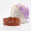 Women's Round Buckle Leather Belt - Casual & Versatile Accessory for Jeans