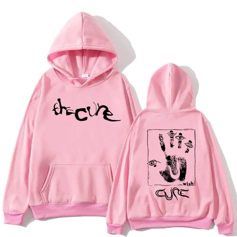 90S Rock Band The Cure Wish Print Hoodies Unisex Women Fashion Sweatshirt Harajuku Oversized Gothic Hip Hop Fleece Pullover Hoodie