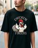 Funny Chicken Fingers T Shirt Cool Chicken Graphic Novelty Unisex Tee Gift