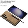 Чехол для Samsung Galaxy S24 Ultra, ультратонкий матовый простой кожаный чехол для карт, магнитный складной держатель, кронштейн, противоударная задняя крышка